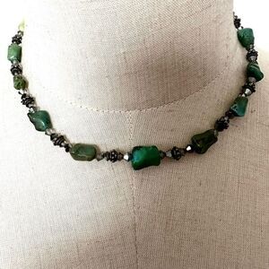 Turquoise crystal beaded choker necklace